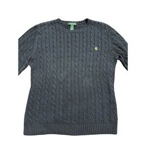 VTG Lauren Ralph Lauren Women’s Cable Knit Pullover Gold RLL Letter Sz M